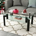 thumbnail image 1 of Glass Center Table for Living Room, Clear Rectangle Coffee Table with Lower Shelf, Modern Rectangle Side Coffee Table with Metal Legs, 39"x23"x17" Center Table Sofa Table, Easy Assembly, LLL4071, 1 of 10