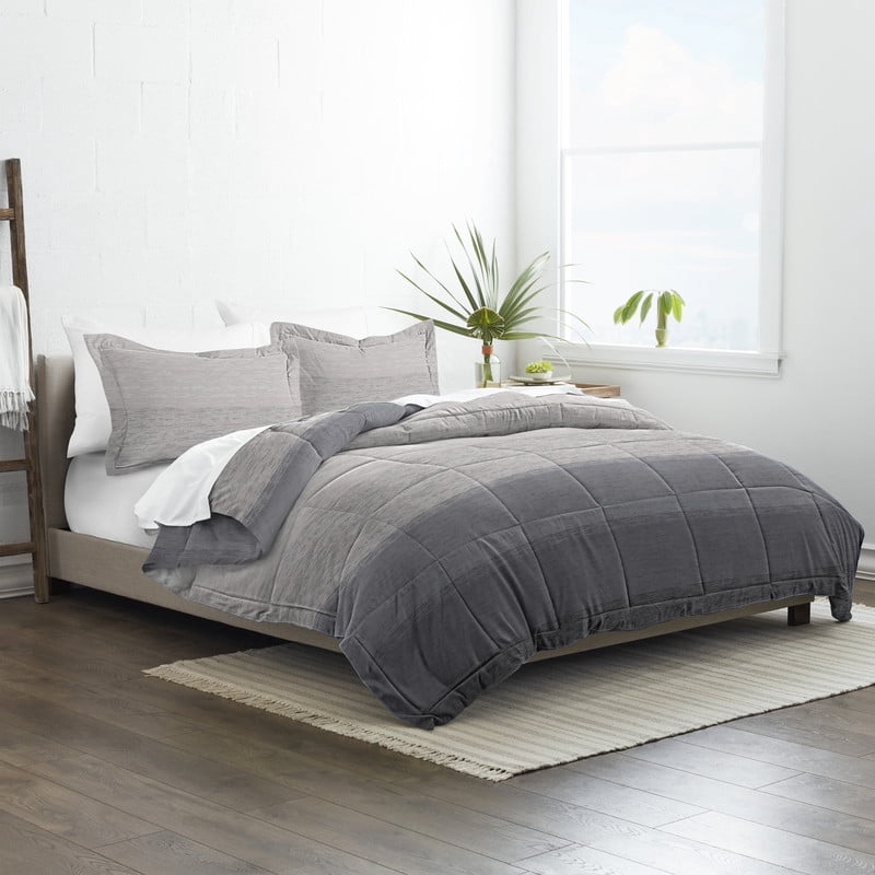 Noble Linens 2-Piece Gray Ombre Print Comforter Set, Twin/TwinXL