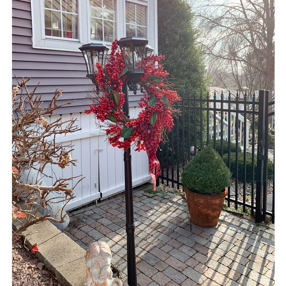 SunRay Avalon Three Head Solar Lamp Post and Planter, Black