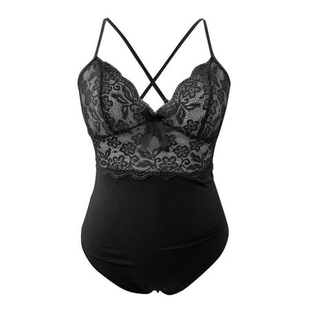 

Gubotare Lingerie Womenâs Eyelash Fishnet Lingerie Set Chain Underwire Bra and Panty Sets with Garter Belt Black S