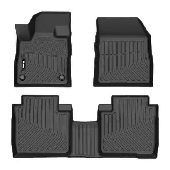 Ikon Motorsports 3D TPE Floor Mats Compatible with 2024-2025 Lincoln Nautilus/MKX, All Weather Waterproof Anti-Slip Floor Liners Front & 2nd Row Full Set Car Interior Accessories Black