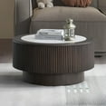 thumbnail image 5 of Kevinplus 35.43" Modern Round Marble Pattern Coffee Table with Sturdy Pedestal for Living Room, Dark Brown, 5 of 7