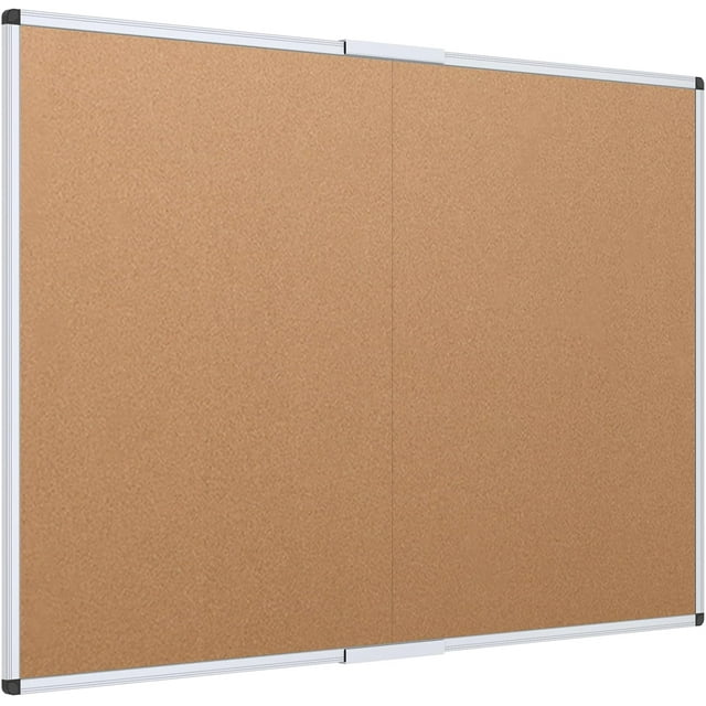 Tableau d'Affichage en Liège/babillard Pliable X es Cadre en Aluminium Argenté