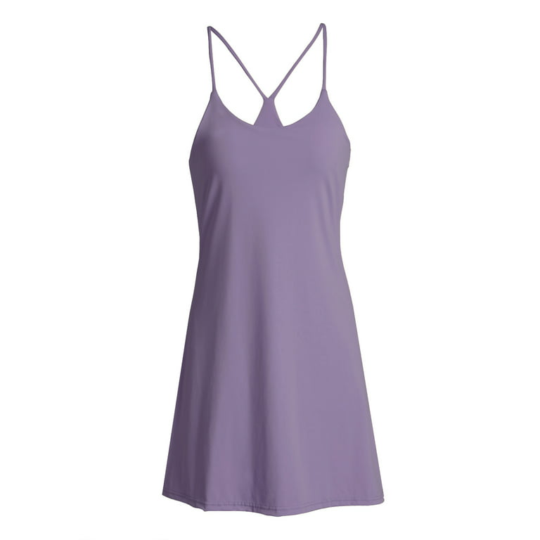 Women's Workout Sports Dress False 2Pcs Spaghetti Strap Dress with Built-in  Bra + Shorts with Pocket Mini Dress 