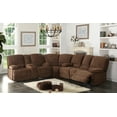 thumbnail image 4 of Kevin Collection Contemporary 3-Piece Upholstered Transitional Sectional Set with 4 Recliners, Storage Console, and Cup Holders, Brown, 4 of 17