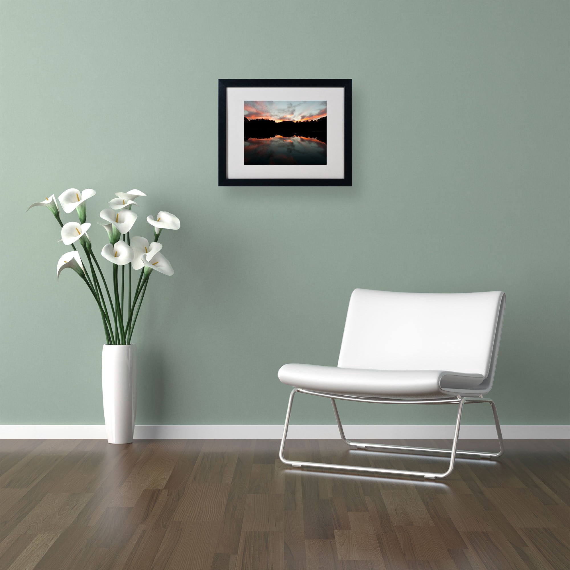 Trademark Fine Art "Kendal Lake Sunset" by Kurt Shaffer, Wood Frame
