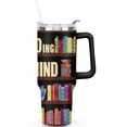 thumbnail image 2 of 40oz Bookshelf Book Lover Stainless Steel Flip Straw Tumbler Spill Proof Travel Cup Double Wall Vacuum Insulated Coffee Mug with Handle, 2 of 6