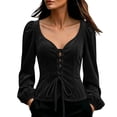 thumbnail image 2 of JOANKDMI Gothic Vampire Lace-Up Corset Top Women Elegant Puff Long Sleeve Sweetheart Neckline Blouse for Roleplay Renaissance Fair Halloween Costume Outfit, 2 of 9