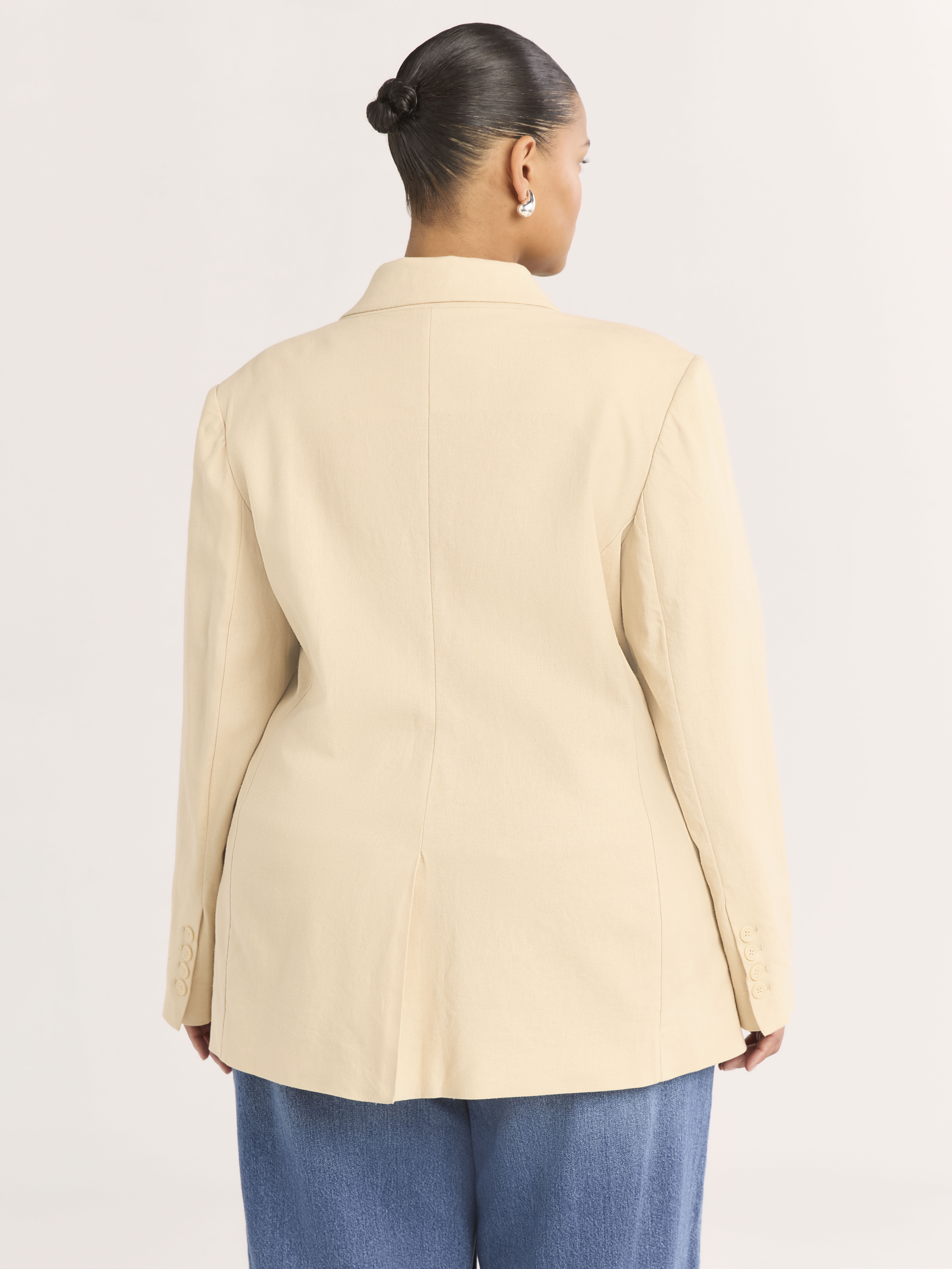 Scoop Women's and Women's Plus One Button Linen Blend Blazer, Sizes XS-4X