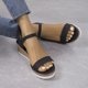 thumbnail image 5 of Bmisegm Ladies Summer Solid Colour Simple Thick Bottom High Heel Buckle Large Size Slope Heel Sandals Womens Sandals Summer Black 7.5, 5 of 9