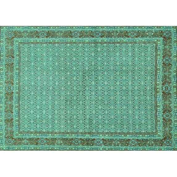 Ahgly Company Machine Washable Indoor Rectangle Persian Turquoise Blue Traditional Area Rugs, 4' x 6'