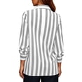 thumbnail image 3 of Linen Shirt Women's Striped Button-Up Blouses, Collared Long Sleeve Casual Shirt, Lightweight Loose Dress Tops Workwear, 3 of 6