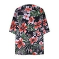 thumbnail image 3 of FAHXNVB Womens Kimono Cardigans Hawaiian Printed 3/4 Sleeve Sheer Open Front Beach Cover Ups Floral Print Loose Fit Casual Summer Tops, 3 of 6