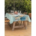 thumbnail image 3 of Outdoor Tablecloths with Umbrella Hole & Zipper, Beach Coastal Teal 54x80 Inch Tablecloth Rectangle, Nautical Shell Starfish Coral Summer Waterproof Table Cloth, Patio/Pool/Picnic Table Covers, 3 of 8