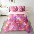 thumbnail image 2 of Manfei Ocean Animal Mermaid 7pcs Bedding Comforter Set,Fairy Tale Princess Queen Bedding Sets,Gold Pink Purple Queen Sheet Sets For Girls Teens,Luxury Bedroom Decor Reversible, 2 of 8