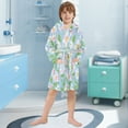thumbnail image 5 of FORMRS Niños Bathrobe Unisex Hooded Robe Soft Plush Pajamas Sleepwear, Size 10-12T, Blue Floral, 5 of 7
