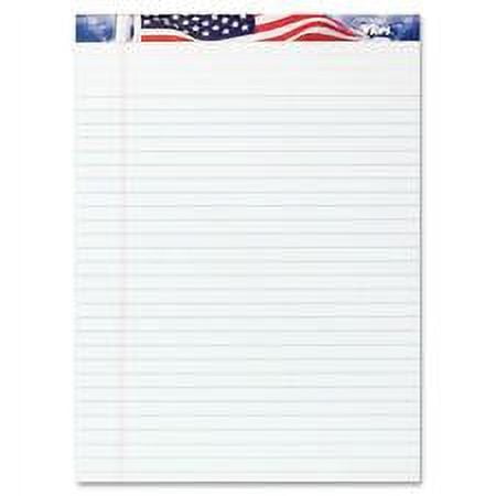 TOPS American Pride Writing Tablets - 50 Sheets - Strip - 0.34" Ruled - 16 lb Basis Weight - 8 1/2" x 11 3/4" - White Paper - Perforated, Bleed Resistant - 3 / Pack | Bundle of 5