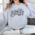 thumbnail image 4 of Floral Blessed Graphic Sweatshirt, Inspirational Women's Clothing, Casual Pullover, Comfy Top with Positive Message, 4 of 11