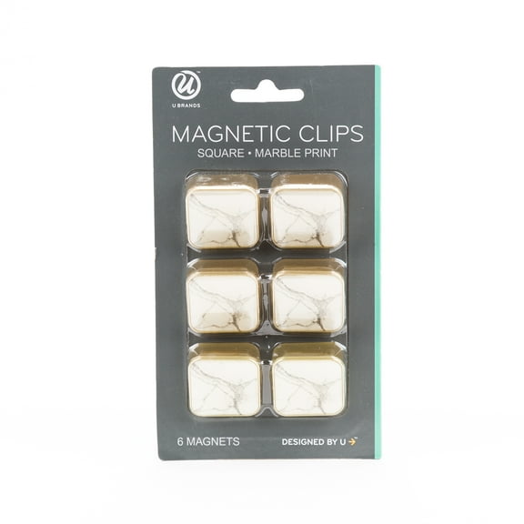 U Brands Magnetic Clips, Marble Print, 6 Count, Pin and Hold Notes, Files