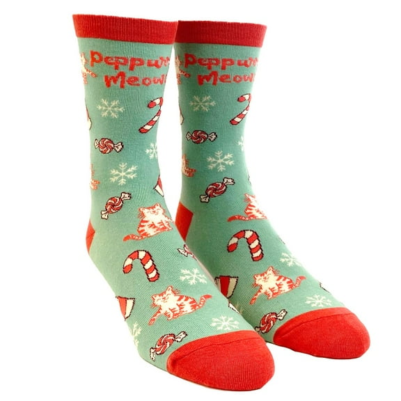 Women's Peppurrmint Meowcha Socks Funny Pet Cat Kitty Animal Lover Christmas Coffee Mocha Footwear