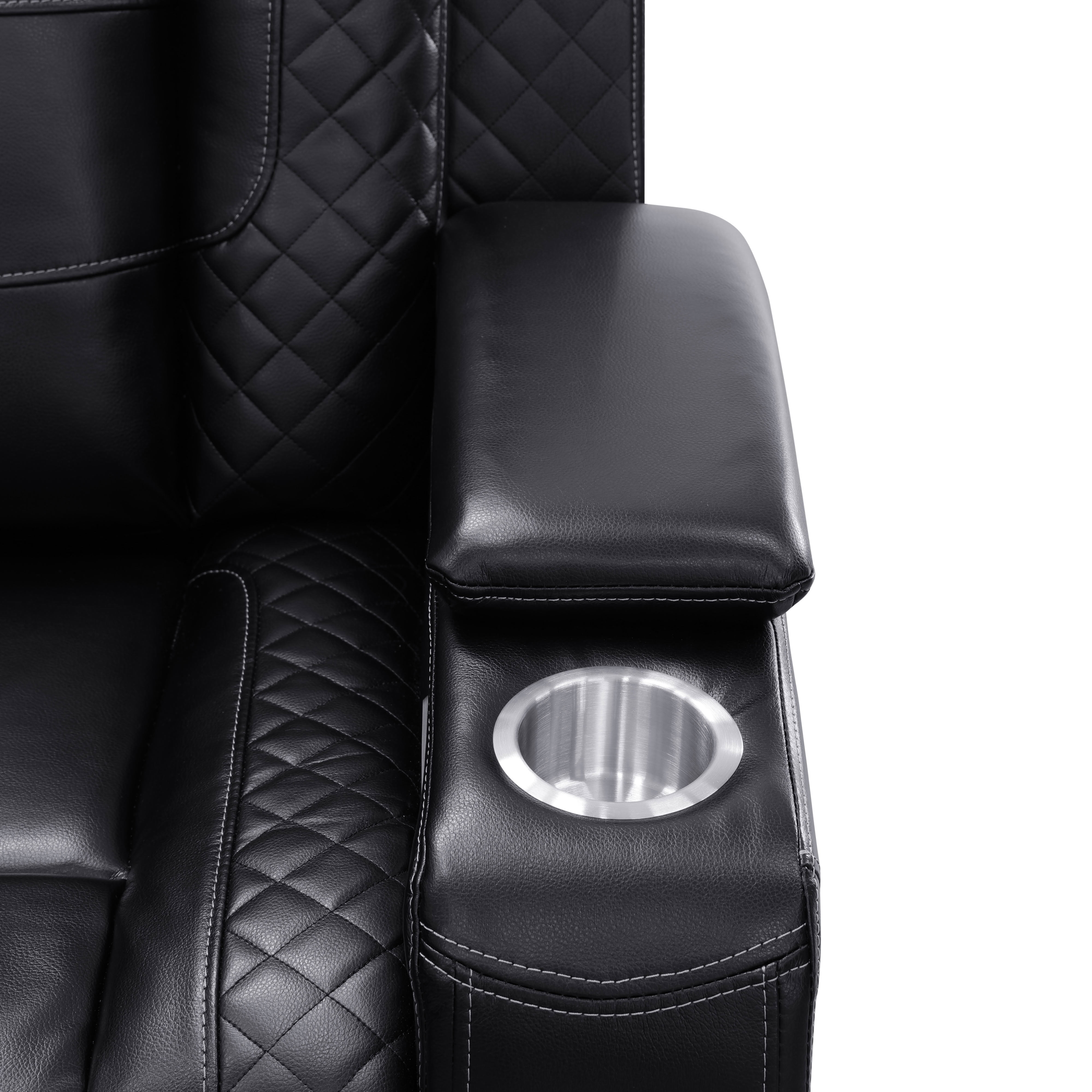 MAYEERTY Oversized Power Recliner Sectional Sofa, L-Shape Corner Couch with Wireless Charging, LED Lights & Storage Console, Breathable Leather for Living Room