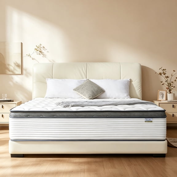 Volantica 12 inch Queen Hybrid Mattress, Cooling Gel Memory Foam with Individually Wrapped Pocket Coils, Medium Firm, Motion Isolation, Pressure Relief, Edge Support, CertiPUR-US Certified