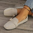 thumbnail image 5 of Miluxas Women's Fashionable Loafers, Leather Soft Soled Loafers, Square Toe Work Shoes, Flat Shoes, Penny Loafers Beige 9(42), 5 of 9