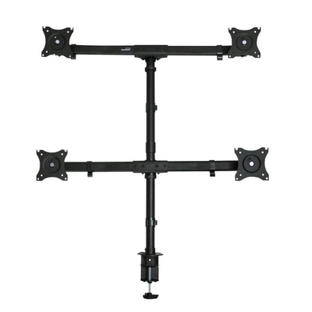Quad Lcd Monitor Stand - NavePoint Quad LCD Monitor Curved Mount Stand C-Clamp Adjustable Holds 4 Monitors Up To 27-Inches Black