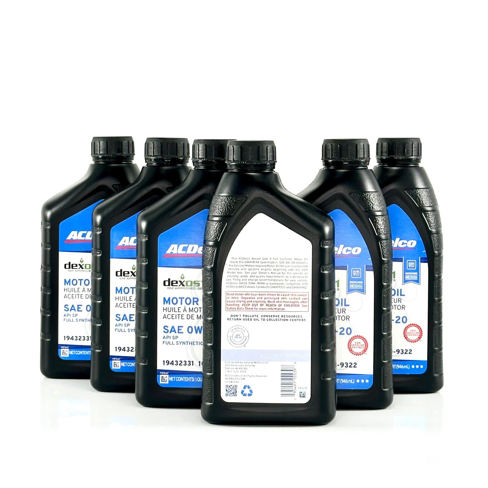 Case of 6 Quarts of ACDelco 0W20 Dexos D Diesel Motor Oil