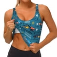 thumbnail image 3 of Uemuo Construction Trucks Pattern Women's Sports Bra - High Impact Support, Breathable, and Comfortable Athletic Bra for Running, Yoga, and Workouts, 3 of 9