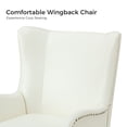 thumbnail image 3 of Faux Leather Armchair with Removable Cushion Upholstered Wingback Accent Chair Set of 2 for Living Room Bedroom Ivory, 3 of 10