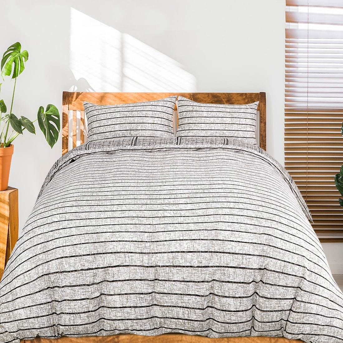 PiccoCasa 100 Brushed Microfiber Soft Comforter Cover Bedding Set with