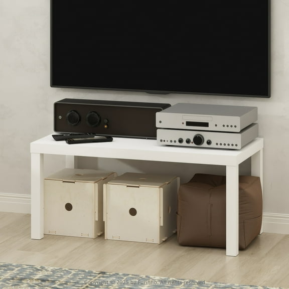 Furinno Simplistic Modern TV Stand, TV Table, White