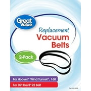 Great Value Replacement Vacuum Belts, For Hoover Wind Tunnel 160 and Dirt Devil 22, 2 Count