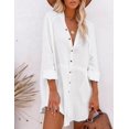 thumbnail image 4 of Bsubseach Button Down Swimsuit Cover Up for Women V Neck Beach Coverups White Casual Dress, 4 of 6