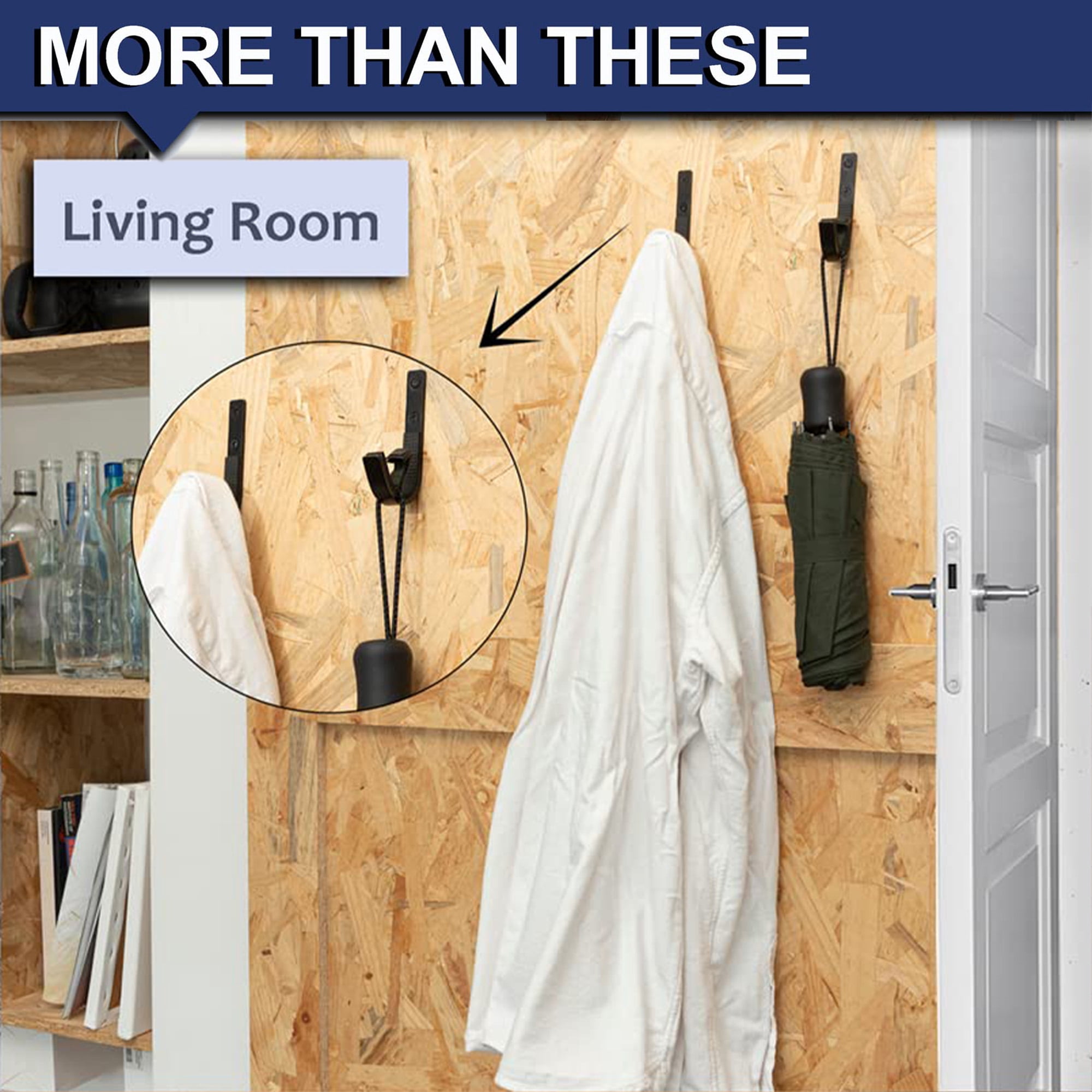 Heavy Duty Steel Hook Retro Wall Hanger Rustproof Hardware for Hanging Coat Towel Clothes, 10pcs Black