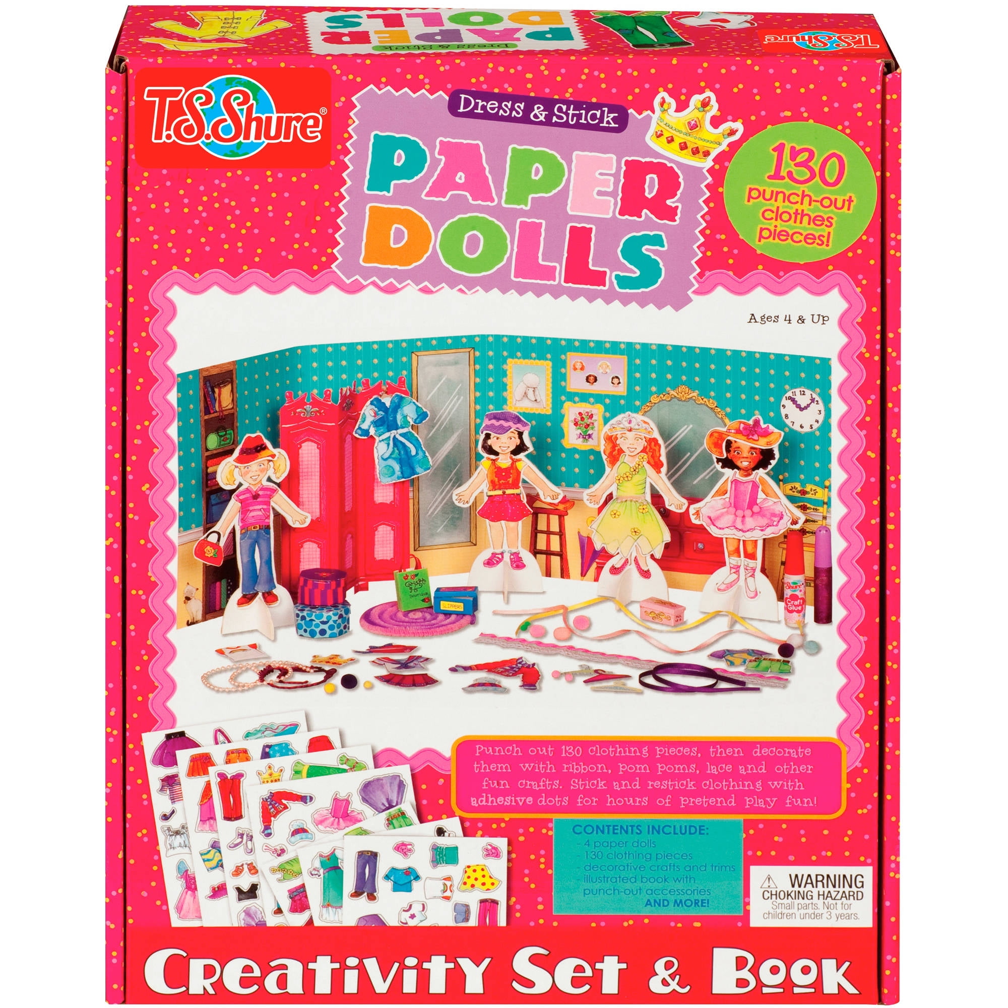 T.S. Shure Dress and Stick Paper Dolls Creativity Set and Book