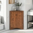 thumbnail image 3 of Harper & Bright Designs Triangle Bathroom Storage Cabinet with Adjustable Shelves, Freestanding Floor Cabinet, Brown, 3 of 15