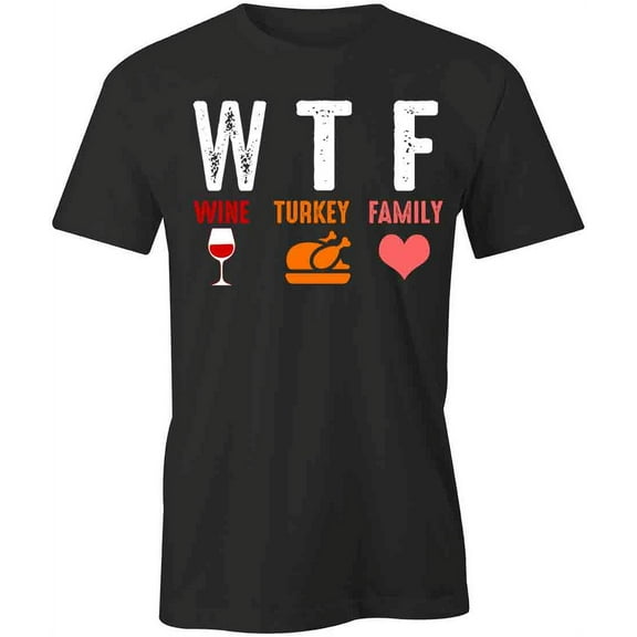 Wine Turkey Family T-Shirt | Cool Thanksgiving Black Tee Gift