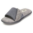 thumbnail image 2 of Floopi Women's Soft Waffle Slide W/Accent Knit Strap Open Toe Slipper W/ Memory Foam, 2 of 5
