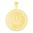 thumbnail image 2 of 10k 10Kt Gold Two-Tone Diamond-Cut Mens Marijuana Leaf Medallion Charm Pendant, 2 of 5