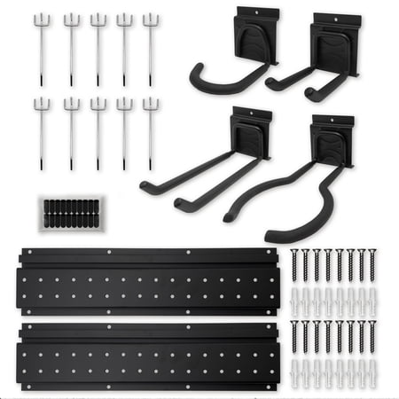 DARK DUCK 16PC Garage Organization Tool Storage Utility Rack, Heavy Duty Wall Mounted Hanger Organizer System for Shed Garden Yard Tools, Ski Gears, Broom, Rake, Shovel (15" w/ 14 Hooks)