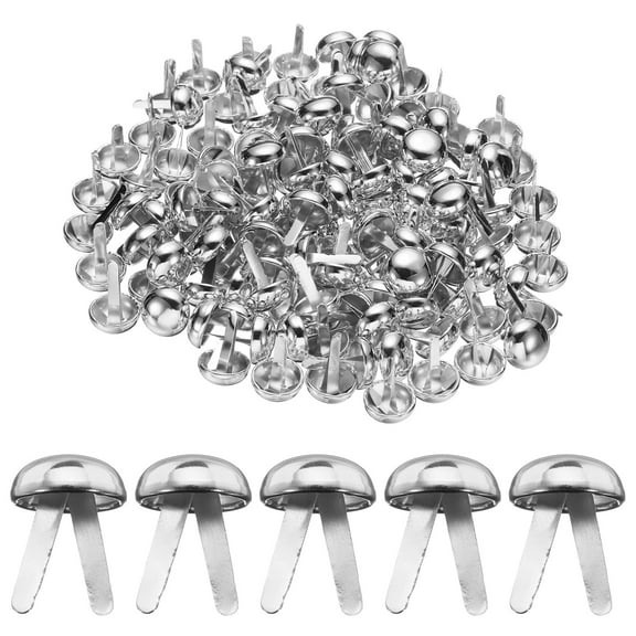 Uxcell 100pcs Brads Paper Fasteners, 15mm x 21mm Metal Paper Crafts Brads, Small Round Brass Split Pins, Silver