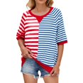 thumbnail image 1 of Women's Striped Crew Neck Short Sleeve Tops - Colour Block, Casual Pullover Style, 1 of 6