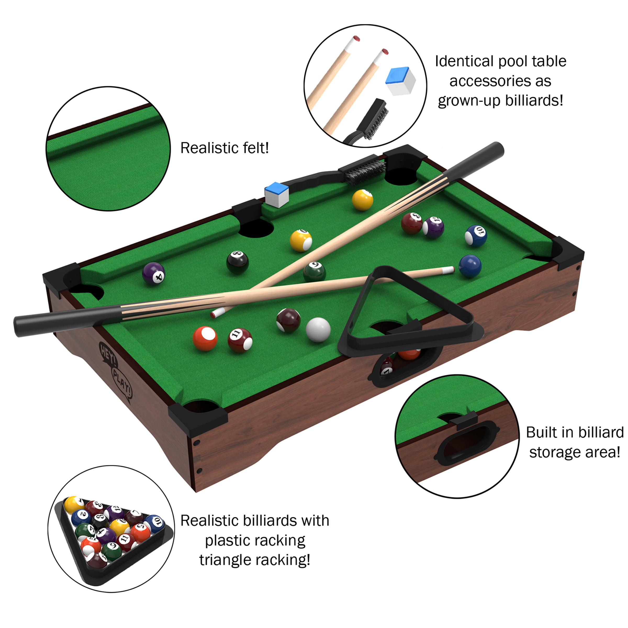 Tabletop MINI POOL TABLE +2 Sticks, Balls 13.4 x 8.75 fun billiards game  gift