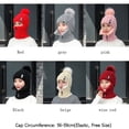 thumbnail image 2 of Women Siamese Scarf Windproof Winter Warm Knitted Hat Hat Scarf Set Beanies Caps Pompoms Hat GREY, 2 of 8