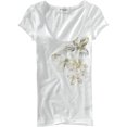 thumbnail image 1 of Aeropostale - Playera gráfica con cuello ancho para mujer, color blanco, XS, 1 of 1