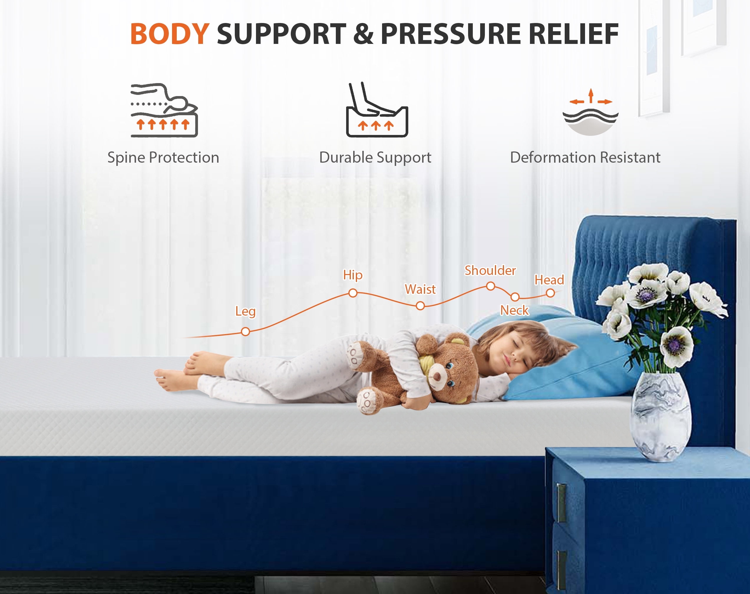Twin Size 6 Inch Gel Memory Foam Mattress, Medium Firm Cooling Mattress for Kids, Pressure Relief & Cool Sleep, CertiPUR-US Certified, Fiberglass Free, Bed in a Box