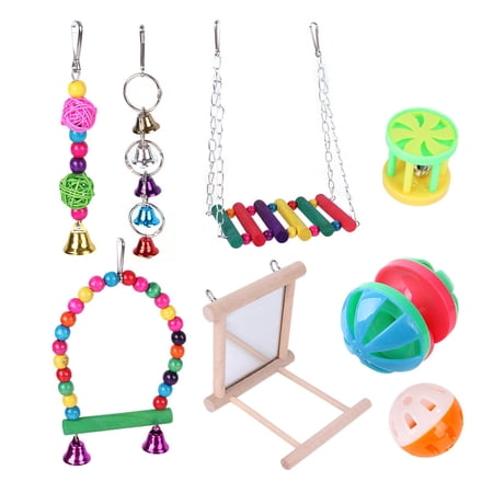 8x Parrot Toys , Chewing Toys Training Small Hub, Bird Swing Toy Bird Chewing Toys for Lovebird, Finches, Conures, Cockatoos, Cockatiels