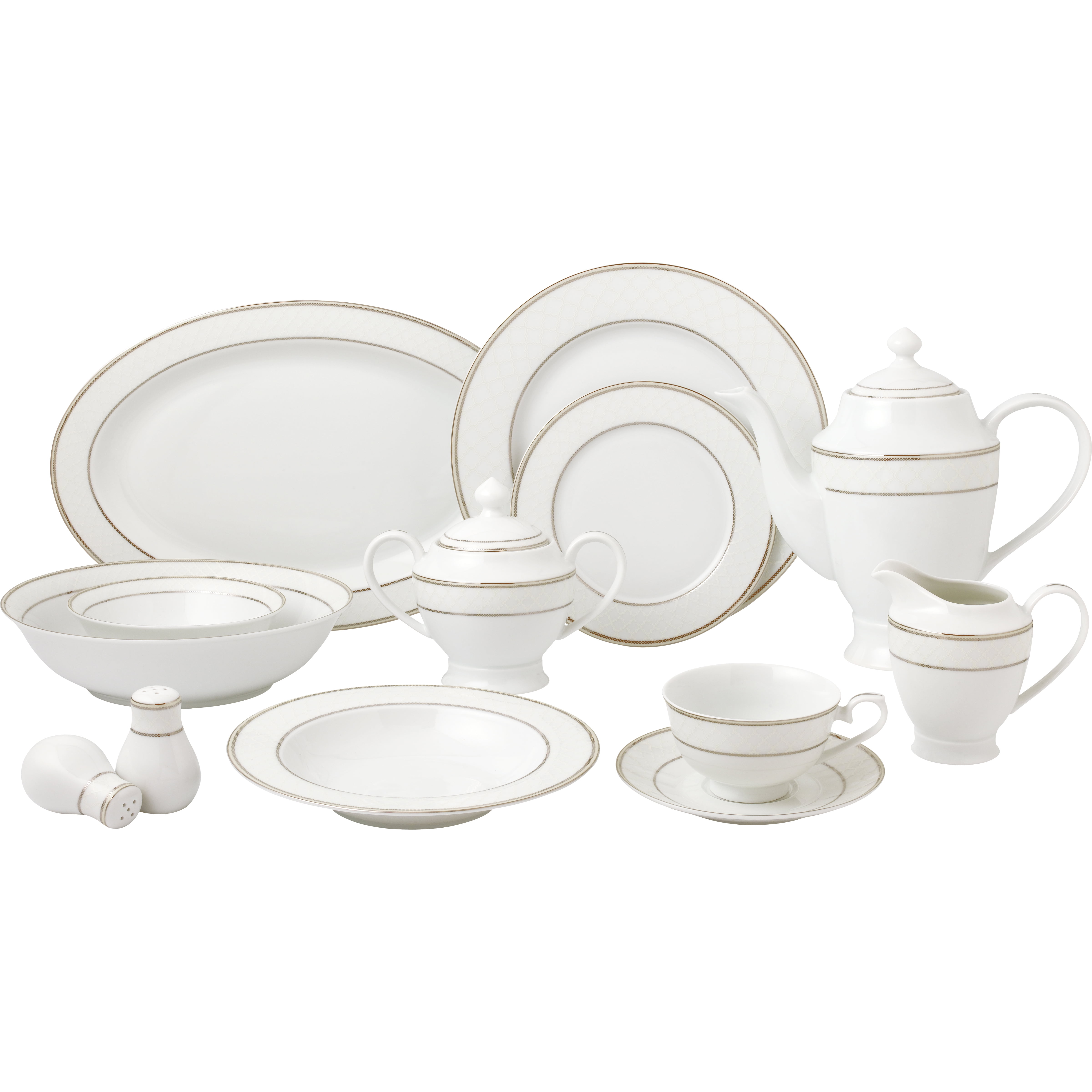 Elegant White Porcelain Round Dinnerware Set - Service for 8